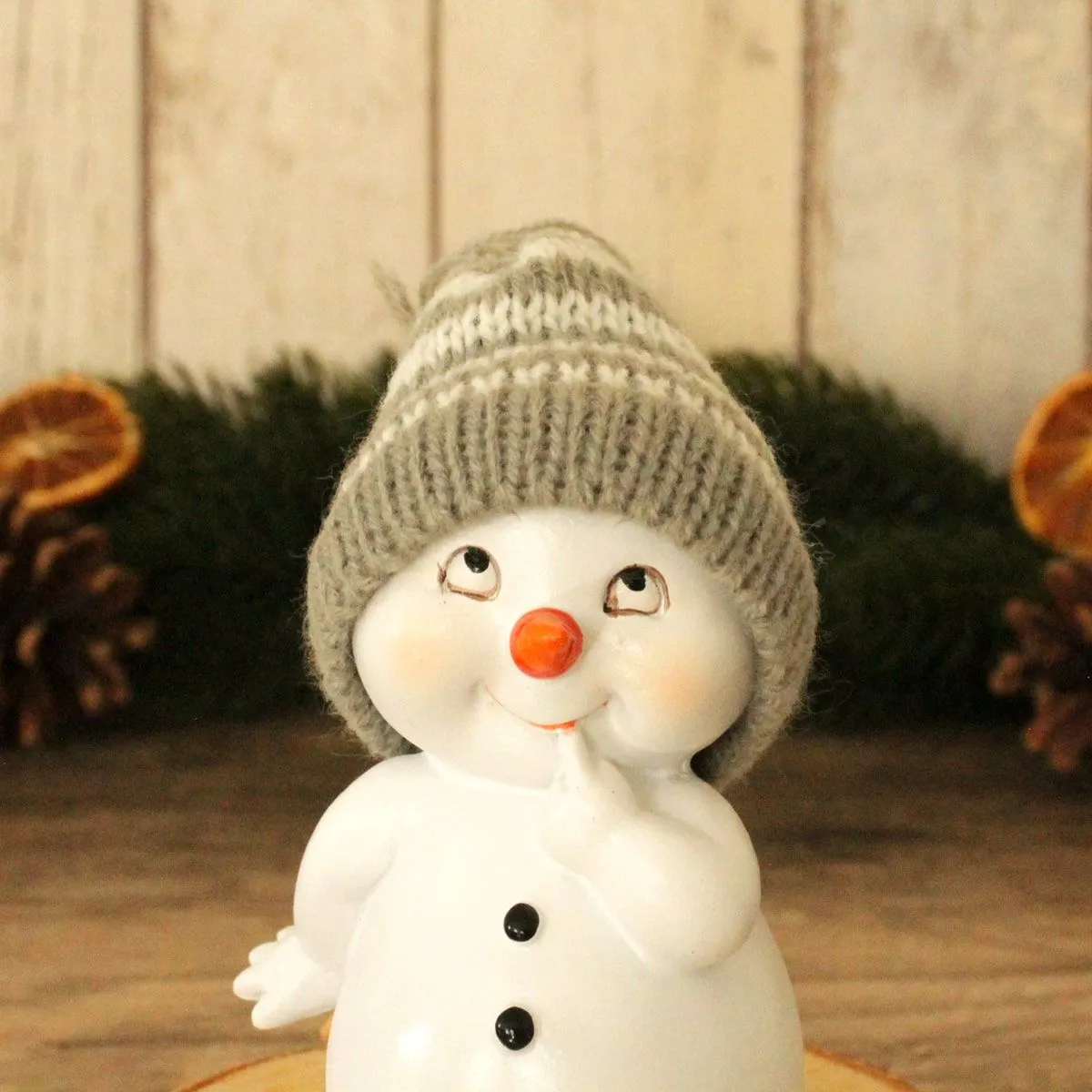 Schneemann Deko Figuren mit Strickmützen 4er Set Weihnachtsfiguen je 11 cm – Bild 6