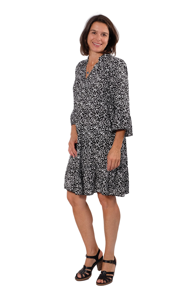 Viskose Twill, sandwashed, Blumen und Blätter Rost / Blau – Bild 6