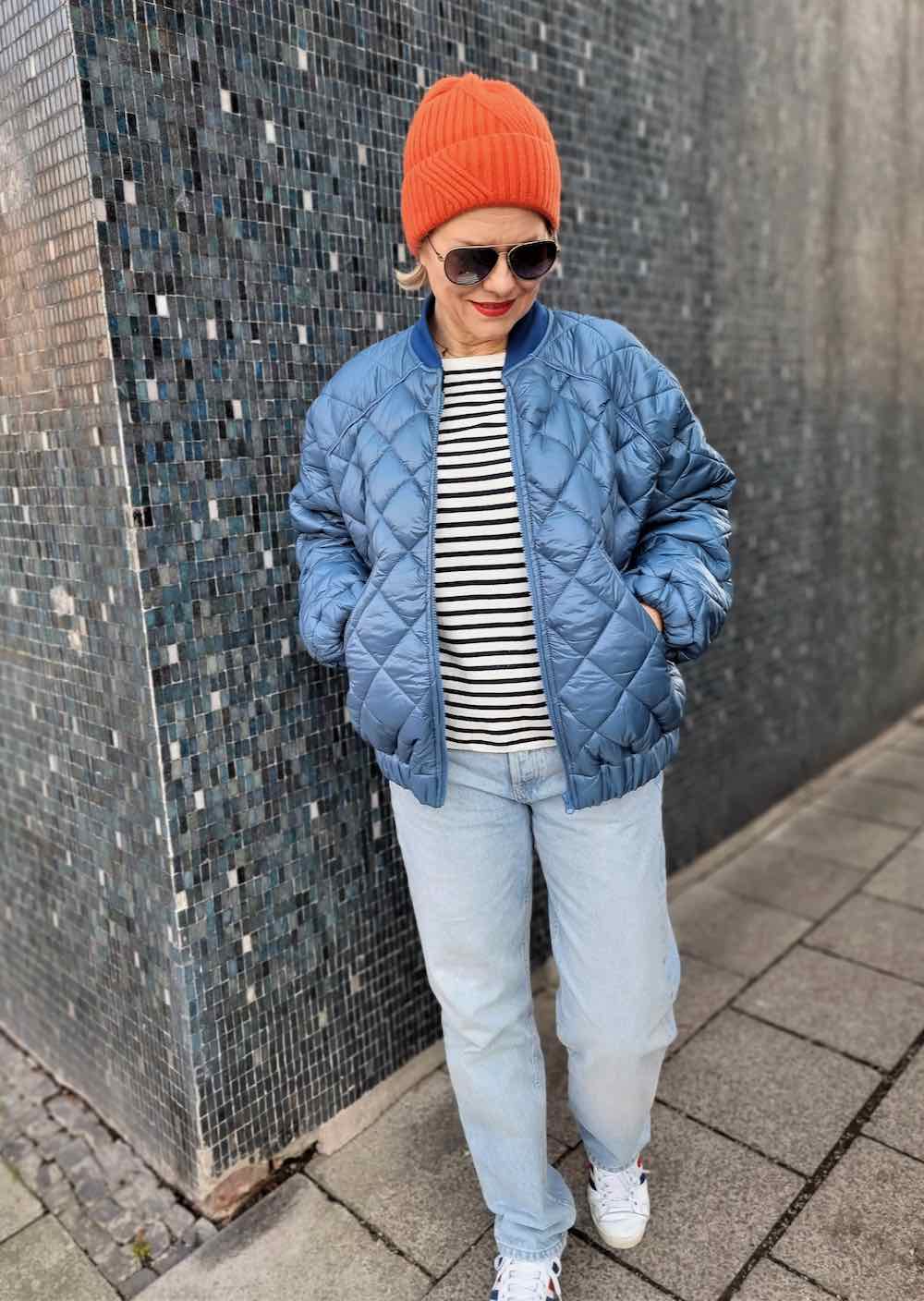 Stepper – Steppstoff, Mantelstoff, quadratische Steppung Blau – Bild 8