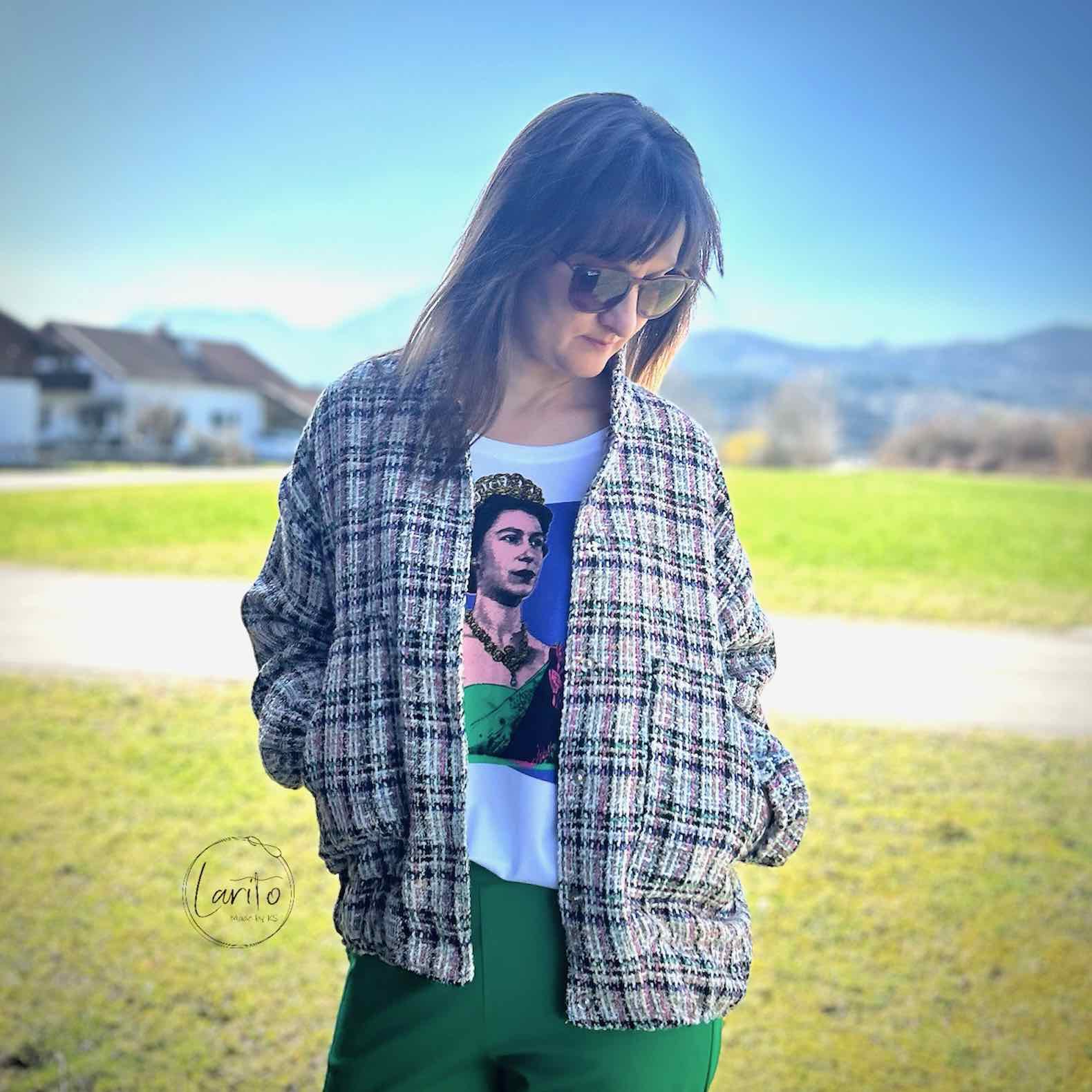 Trendiger Boucle – Karo Beige – Bild 4