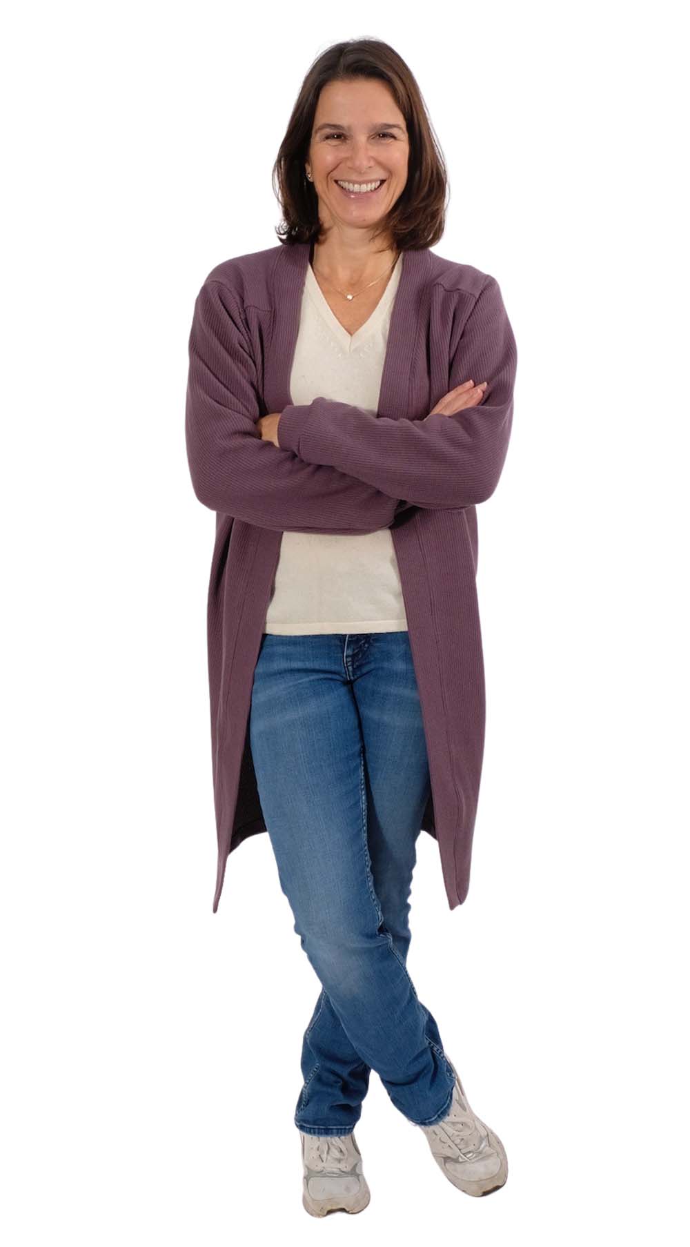 Strickstoff, Jersey, mittelgroß gestrickte Struktur in Mauve – Bild 3