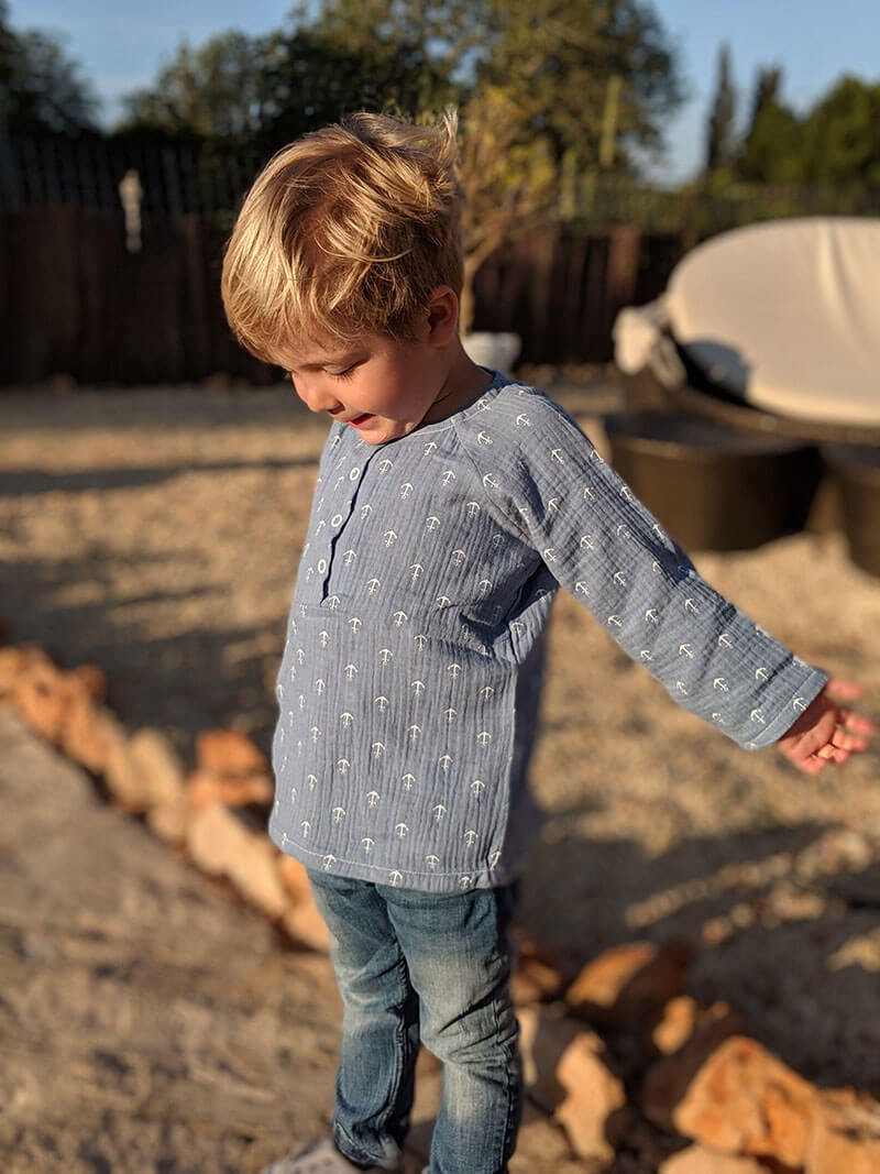 Gauze, Musselin – Double Gauze Grau mit weißen Punkten – Bild 4