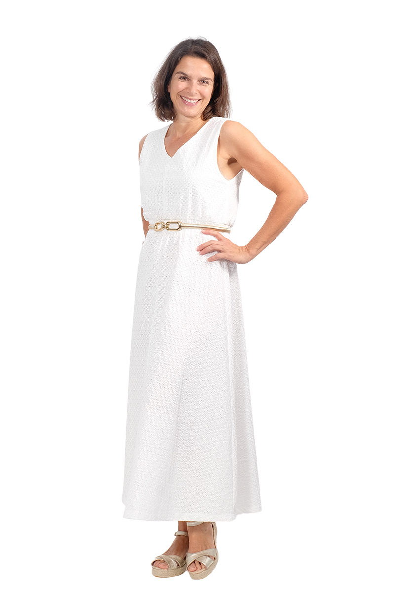 Baumwollstoff mit großer Lochstickerei, unifarben Pink – Bild 8