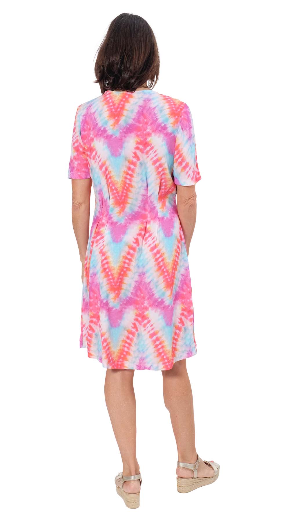 Viskosestoff – Crêpe Stoff, Batikmuster, Pink / Orange – Bild 5