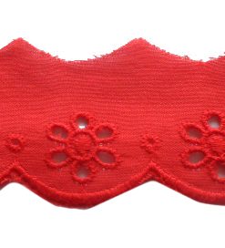 Baumwollspitze mit Blumen, Rot – 3 Meter
