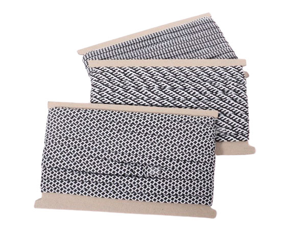 Hohlschlauch, Baumwolle, Rauten- und Leitermuster, Schwarz / Weiß – 4,5 Meter – Bild 2