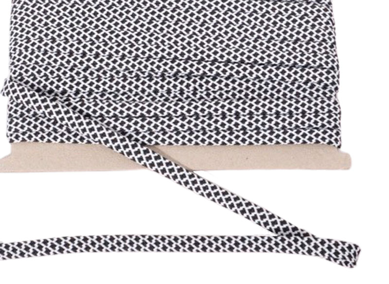 Hohlschlauch, Baumwolle, Rauten- und Leitermuster, Schwarz / Weiß – 4,5 Meter – Bild 4