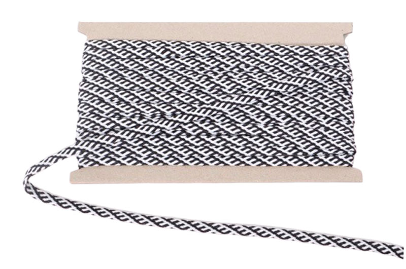 Hohlschlauch, Baumwolle, Rauten- und Leitermuster, Schwarz / Weiß – 4,5 Meter – Bild 5