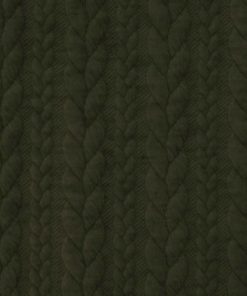 Dehnbarer Strickstoff mit Zopfmuster, Oliv