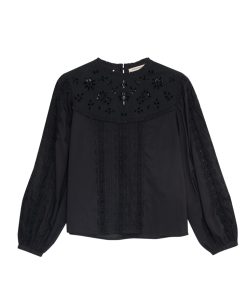 The New Society – Blouse „DAHLIA“, black, Biobaumwolle
