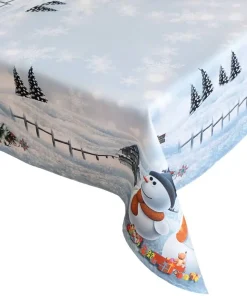 Tischdecke Tischtuch Weihnachten Schneemänner Foto Druck weiß bunt 110×160 cm