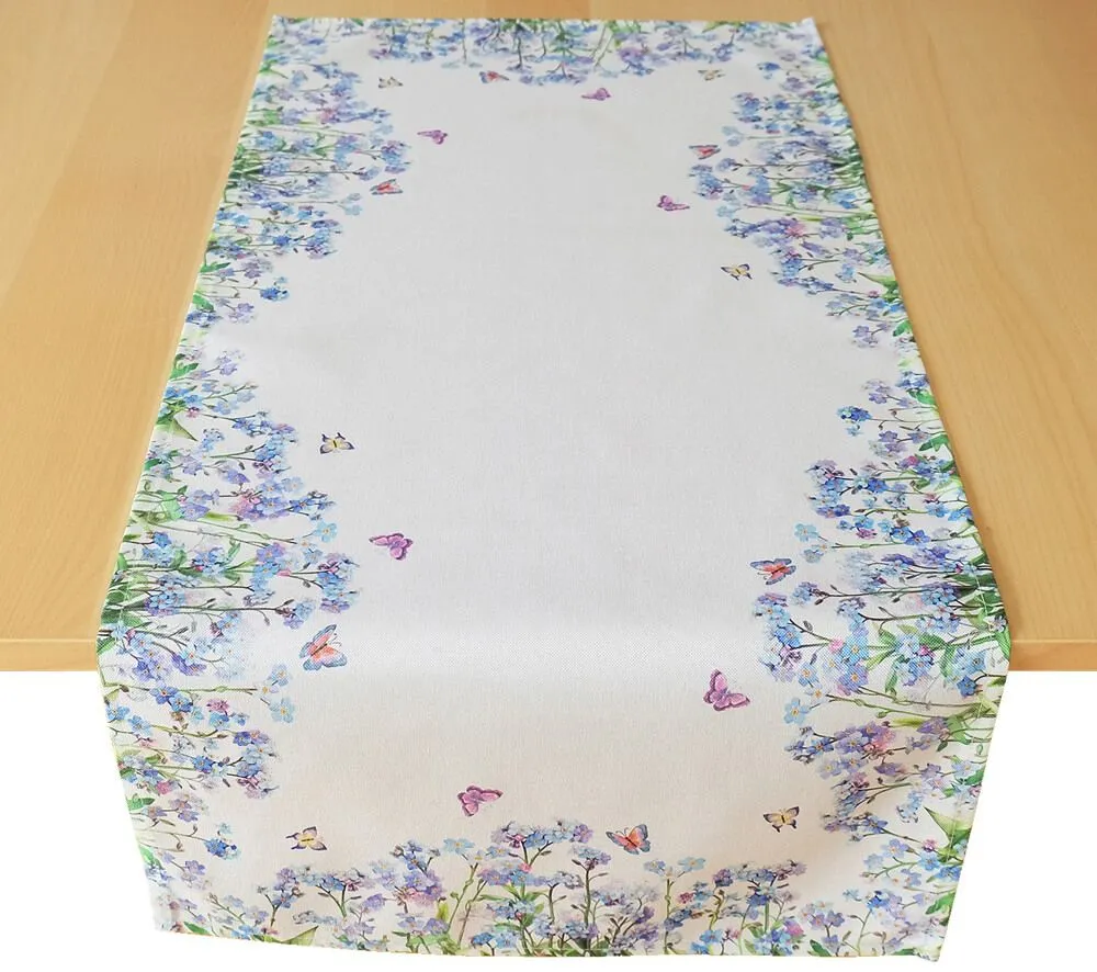Tischläufer Mitteldecke Druck bunt Blumen, Schmetterlingen Tischwäsche 40x90cm