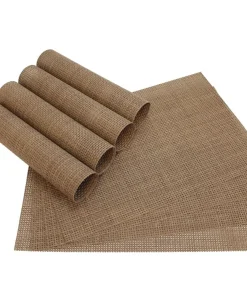 Tischset Platzset ELEGANCE Platzmatte 8er Set hellbraun braun gewebt Kunstst. 45×30 cm