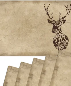 Tischset Platzset TIERMOTIV Hirsch Silhouette braun 6 Stk. abwaschbar