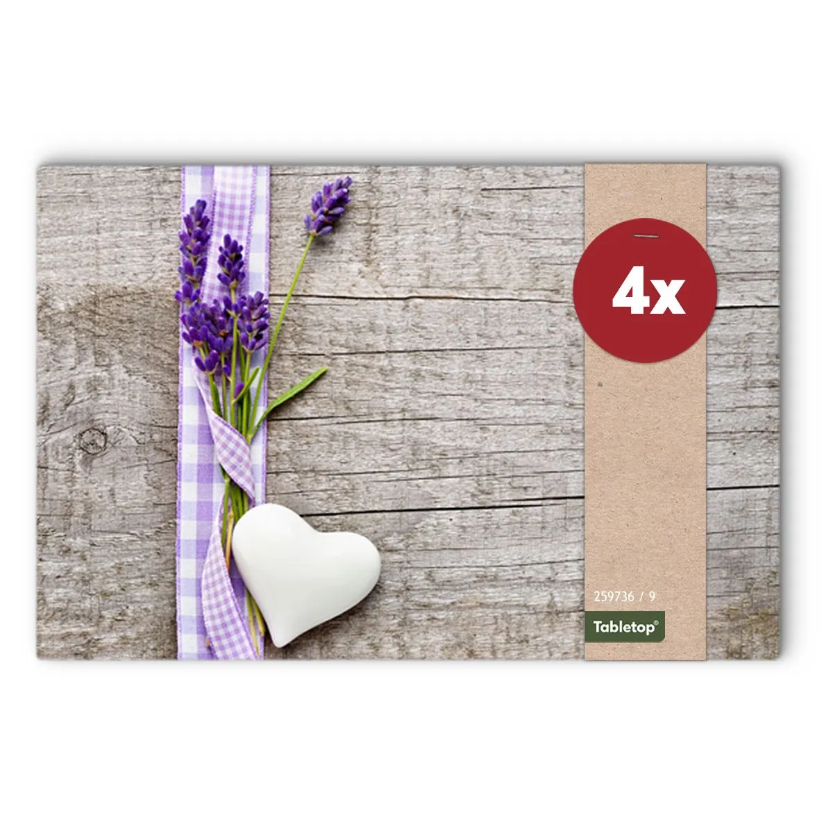 Tischsets Platzsets MOTIV Lavendel Holz 4 Stk abwaschbar 43,5×28,5 cm