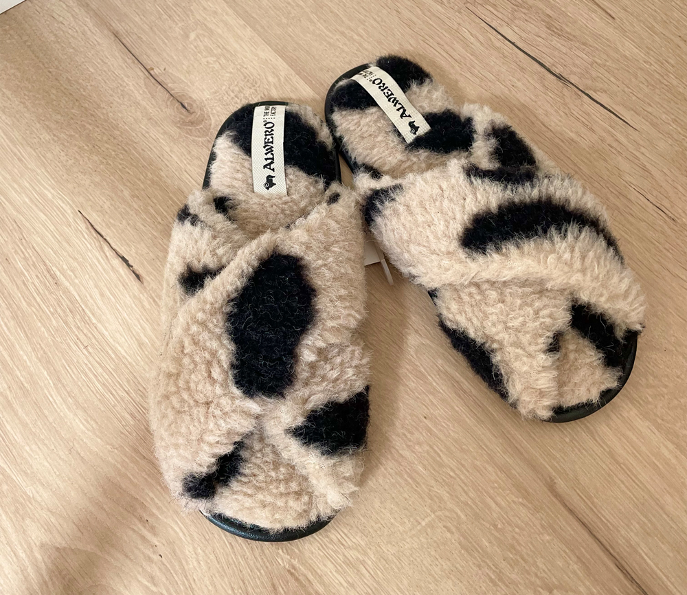 Alwero – Hausschuhe Flip-Flop, TWENN X, LEO Gepard, Biowolle – Bild 4
