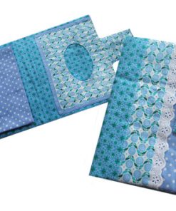 Stoffpaket Wickeltasche Lulu – Marienhoffgaarden Stoff blaue Punkte und Blumen