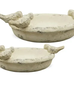 Vogeltränken Zement Vögel Frühling Gartendeko Deko weiß – 1 Stk 2 Größen