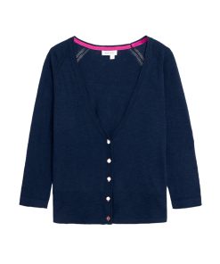 White Stuff – Strickjacke „NARIA“, dark navy, Biobaumwolle/Leinen