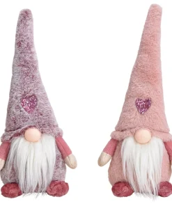 Weihnachtswichtel Figuren Set Weihnachtsmann rosa Deko 33 cm
