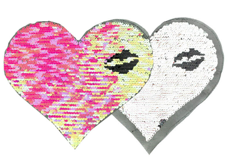 Wendepailletten, Applikation Aufnäher Herz mit Sterne – Bild 8