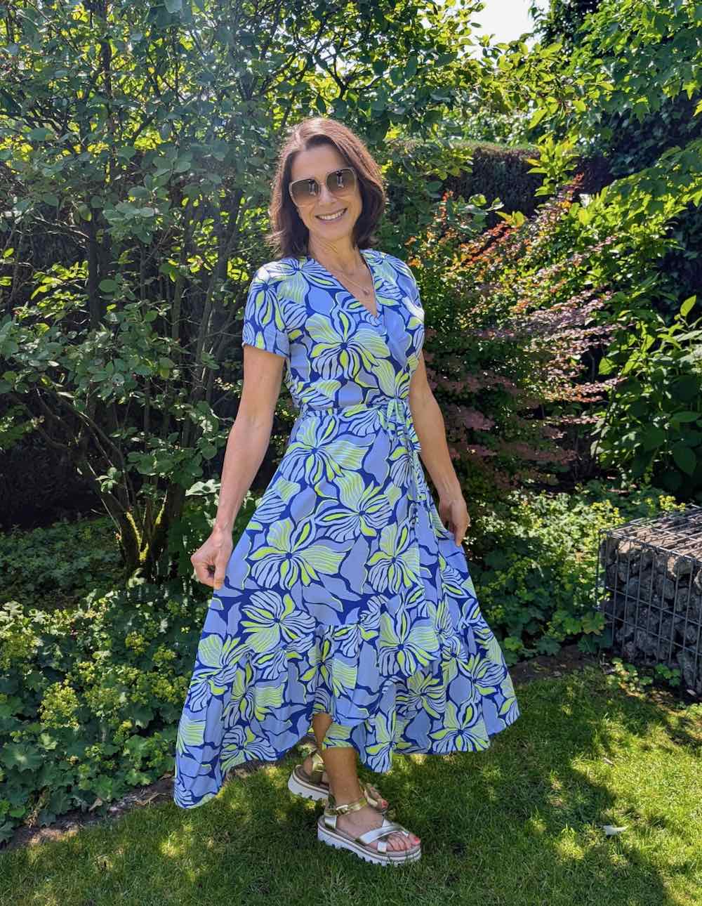 Leichter Viskose Stretch, abstrakte Musterung Rot / Lila / Blau – Bild 6