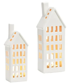 Windlichter für Teelichter in weiß aus Porzellan in 2 Größen