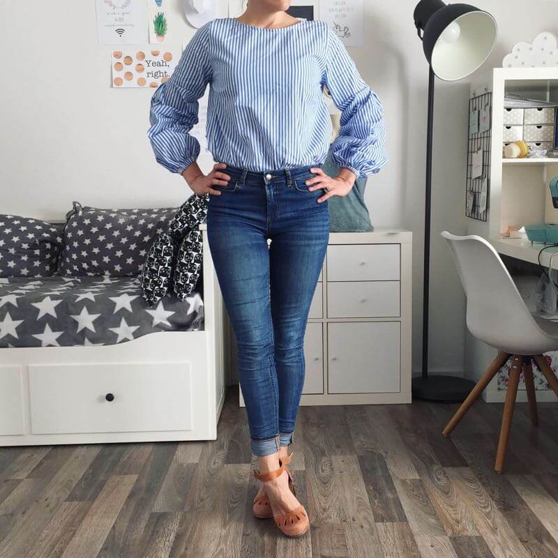 Baumwolle, Streifen Dunkelblau/Weiß – Baumwollstretch – Bild 7