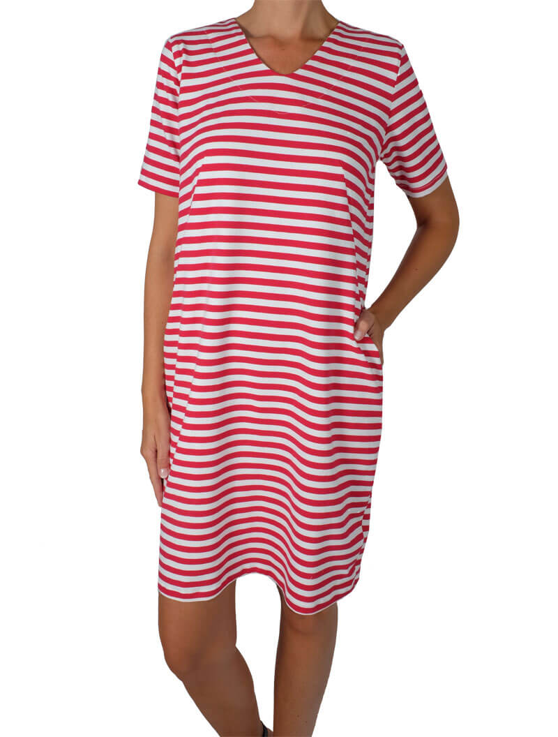 Jersey, breite Streifen Taupe / Weiß – Bild 9