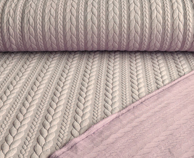 Dehnbarer Strickstoff mit Zopfmuster, Altrosa – Bild 2