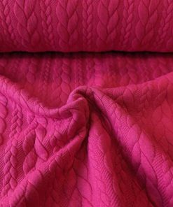 Dehnbarer Strickstoff mit Zopfmuster, Pink