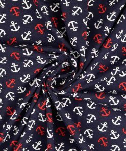 Jersey, rote Anker auf Weiß mit blauen Streifen