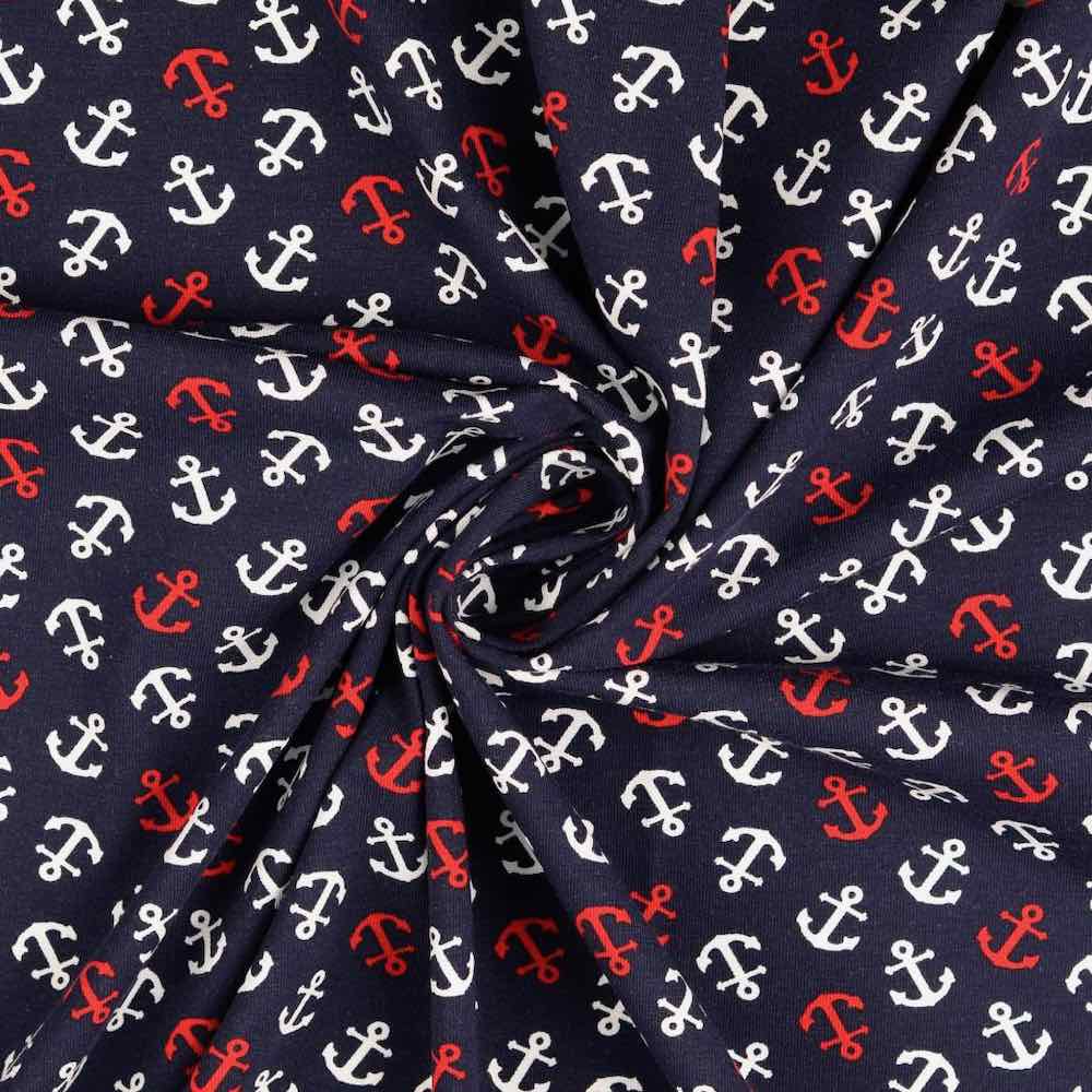 Jersey, rote Anker auf Weiß mit blauen Streifen – Bild 2
