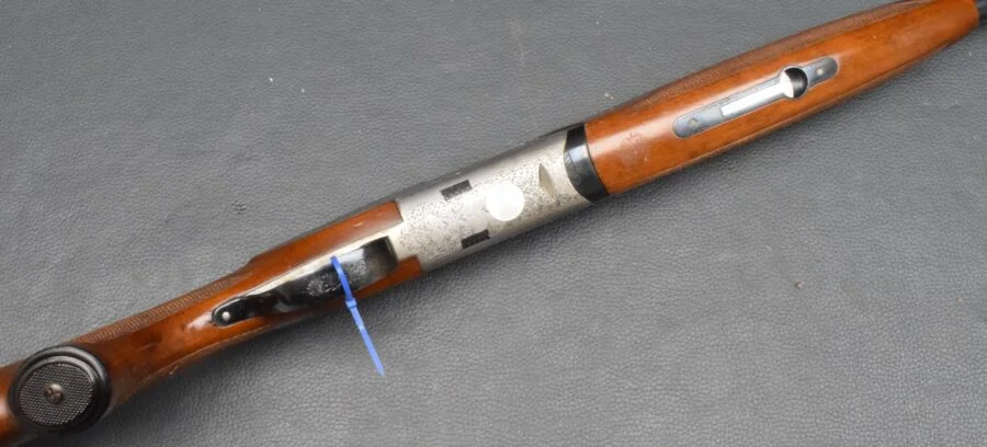 Italienische BDFL Bockdoppelflinte, Kaliber 12/70, 70cm Läufe, DA, Seitenplatten, graviert, gut – Bild 6