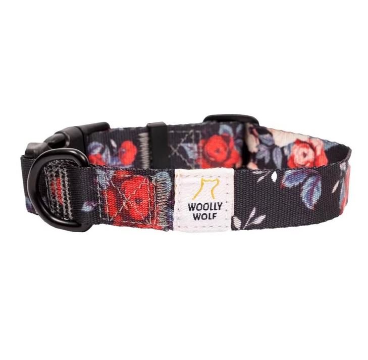 Woolly Wolf „Rosen“ Halsband, 100% recyceltes Polyester (L)