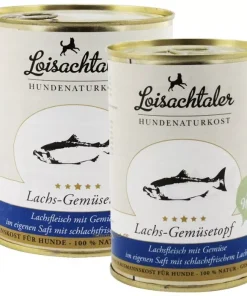 Loisachtaler Lachs-Gemüsetopf, Lachsfleisch, Karotten, Sellerie, Zucchini, ohne Kohlenhydrate, getreidefrei, ohne synthetische Zusätze (400g, 800g)