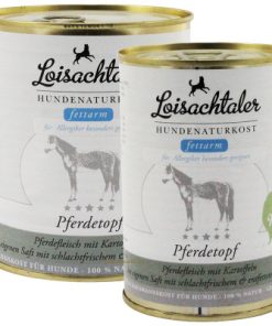 Loisachtaler Pferdetopf, deftiges Pferdefleisch, Innereien vom Pferd und Kartoffeln (fettarm, purinarm), getreidefrei, ohne synthetische Zusätze (400g, 800g)