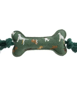 Sophie Allport Knochen-Spielzeug für Hunde mit Seil + Quietscher, fester Canvas-Stoff, 25cm