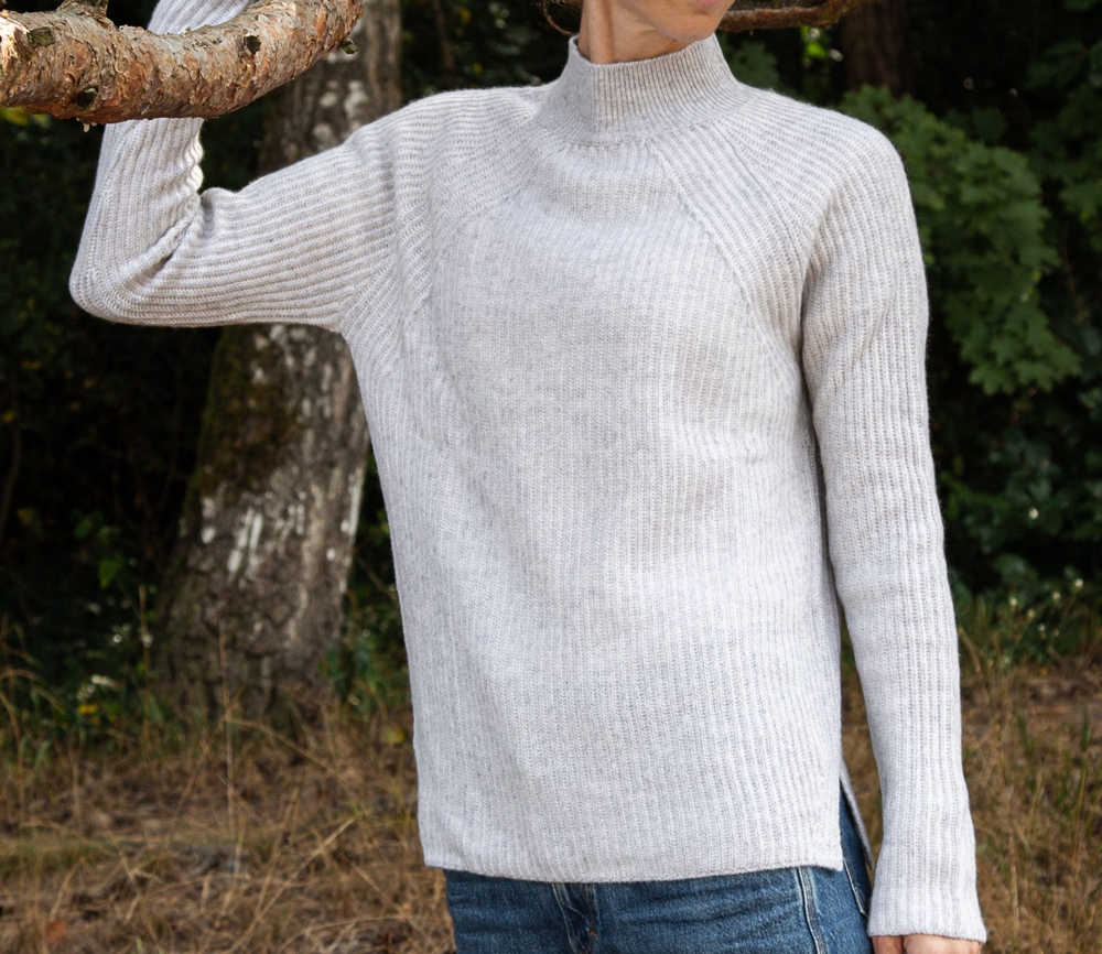 Papa Lobster – Pullover Damen/Teens, ‚MAUD‘, hellgrau/weiß, Kaschmir – Bild 3