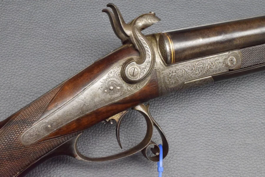 Schilling, Suhl Lefaucheux Hahnflinte, Kaliber 16, sehr gut – Bild 5