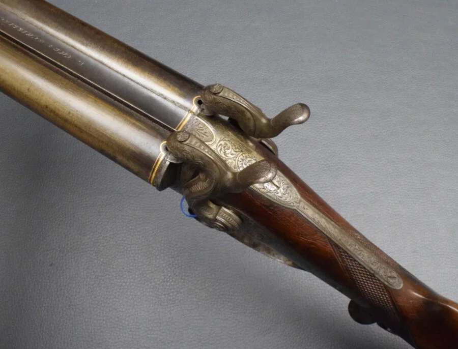 Schilling, Suhl Lefaucheux Hahnflinte, Kaliber 16, sehr gut – Bild 6