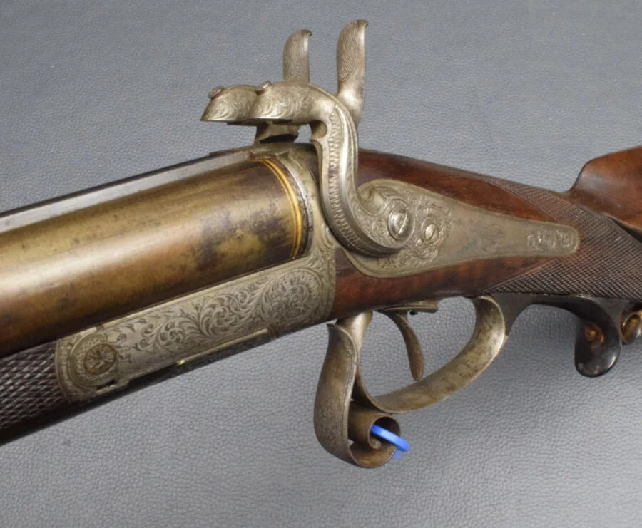 Schilling, Suhl Lefaucheux Hahnflinte, Kaliber 16, sehr gut – Bild 7