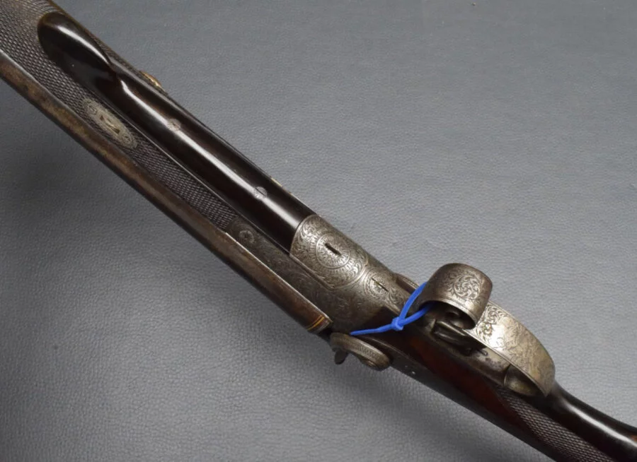 Schilling, Suhl Lefaucheux Hahnflinte, Kaliber 16, sehr gut – Bild 8